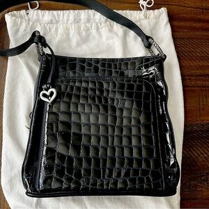 Brighton organizer patent leather croc embossed shoulder purse blue purse NWT